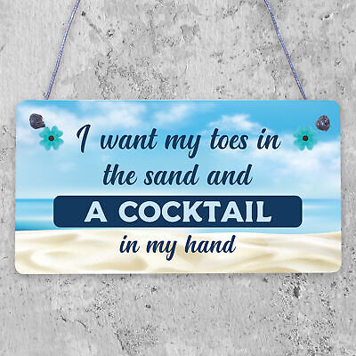 Cocktail In My Hand Plaque Nautical Decor Sign Beach Kitchen Birthday Home Gifts