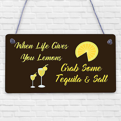 Lemons Tequila Man Cave Funny Home Bar Alcohol Hanging Plaque Friend Gift Sign