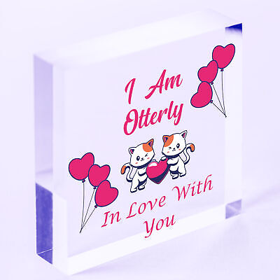 Otterly In Love With You Wooden Hanging Heart Plaque Cute Valentines Gift Sign