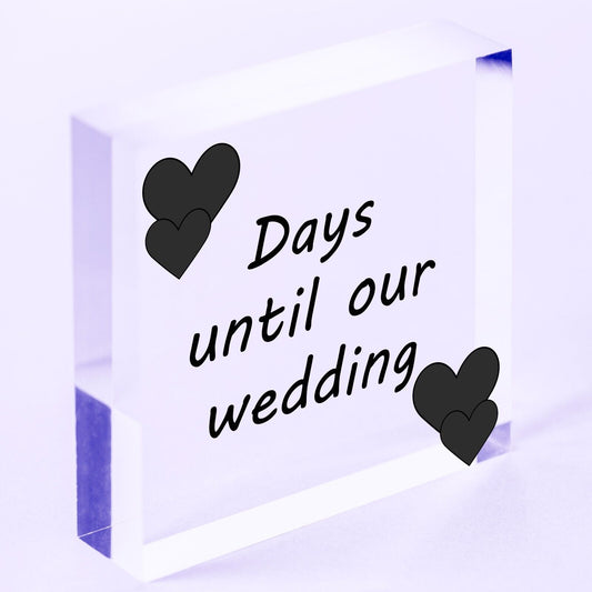 Wedding Countdown Plaque Sign Engagement Gift Mr & Mrs Present Block