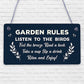 Garden Rules Sign Engraved Wood Garden Signs And Plaques Shed Sign Novelty