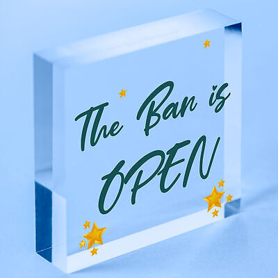 Novelty The Bar Is Open Plaque Home Bar Man Cave Alcohol Beer Vodka Gin Sign