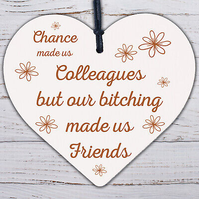 Colleague Friendship Leaving Work Gift Wooden Heart Plaque Friend Thank You Gift