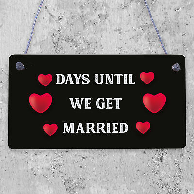 Wedding Countdown Chalkboard Plaque Sign Engagement Gift Fiance Mr & Mrs