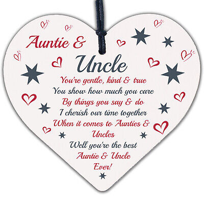 Auntie And Uncle Plaque Wooden Heart Quirky Gifts For Uncle Auntie Keepsake Sign