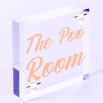 The Poo Room Shabby Chic Bathroom Toilet Loo Plaque Funny Novelty Door Sign