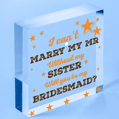 Sister Will You Be My Bridesmaid Wooden Heart Wedding Asking Gift For Sister Sis