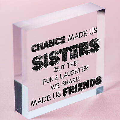 Chance Made Us Sisters Novelty Wooden Hanging Heart Plaque Love Sister Gift Sign