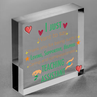 Teaching Assistant Thank You Gift Wood Heart Teacher Nursery Leaving School Gift