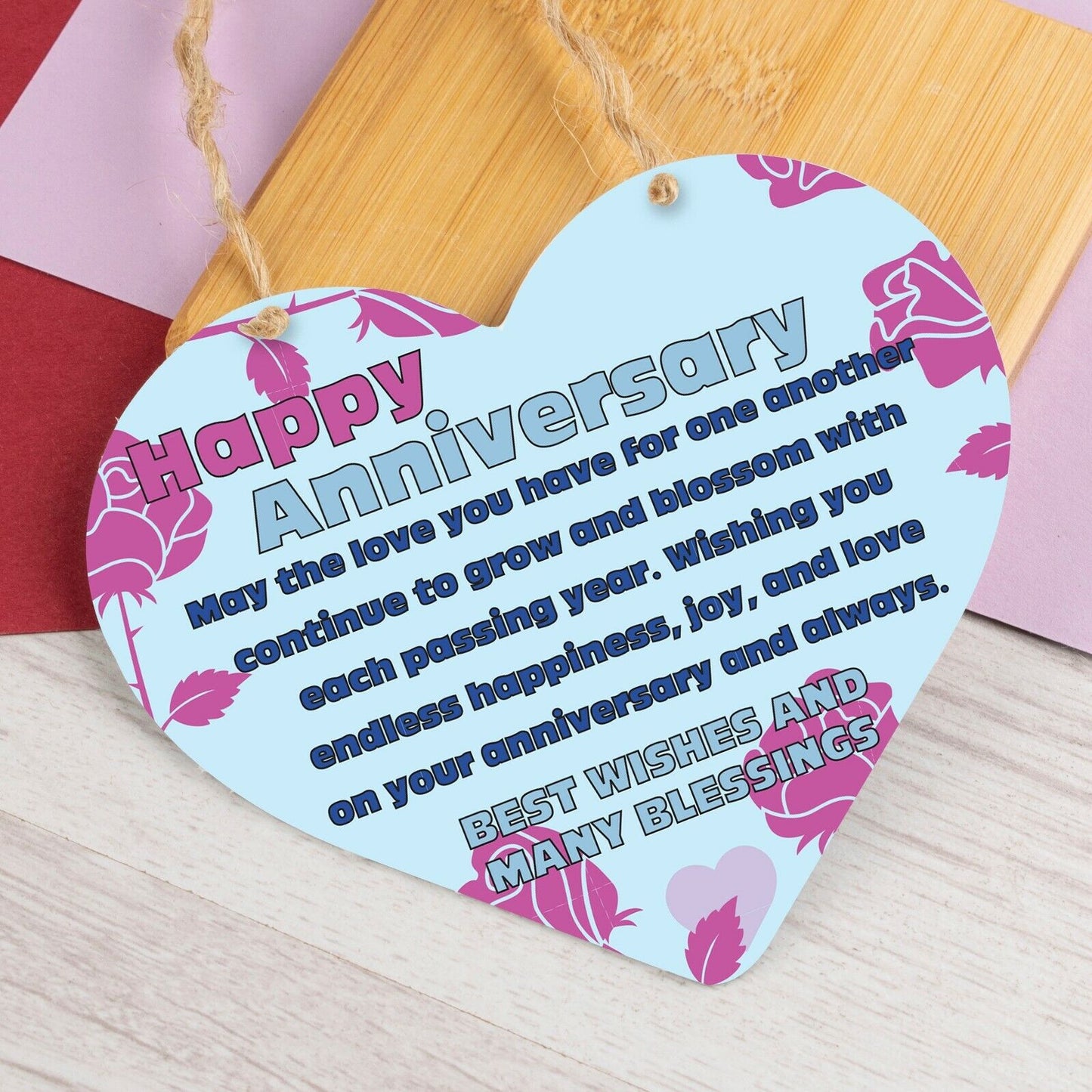 Wedding Anniversary Gift Heart Hanging Sign Happy Anniversary Gift Plaque