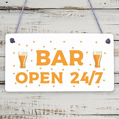 Bar Sign Pub Club Home Bar Open Display Hanging Plaque Kitchen Friendship Gift