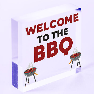 Welcome To The BBQ Sign Engraved Garden Signs And Plaques Man Cave Shed Sign