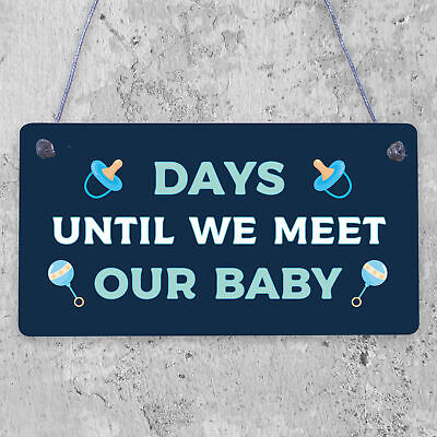 Chic Countdown New Baby Pregnancy mum Hanging Wall Plaque Sign Baby Shower Gift