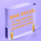 Bar Rules Still Standing Alcohol Beer Pub Plaque Funny Man Cave Sign Wall Gift