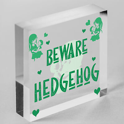 Beware Of The Hedgehog Novelty Wooden Hanging Shabby Chic Plaque Animal Sign