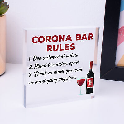 Funny Corona Bar Rules Sign Hanging Garden Pub Bar Sign Alcohol Beer Gift