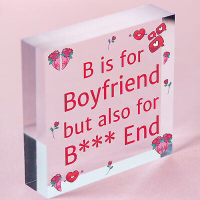 Boyfriend Funny Gifts For Birthday Christmas Wooden Heart Keepsake Plaque Gifts