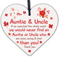 Auntie And Uncle Gifts For Birthday Christmas Wood Heart Gift From Niece Nephew