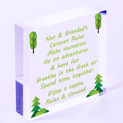 Caravan Plaque Novelty Chic Camping Holiday Sign Nan Grandad Gift Home Accessory