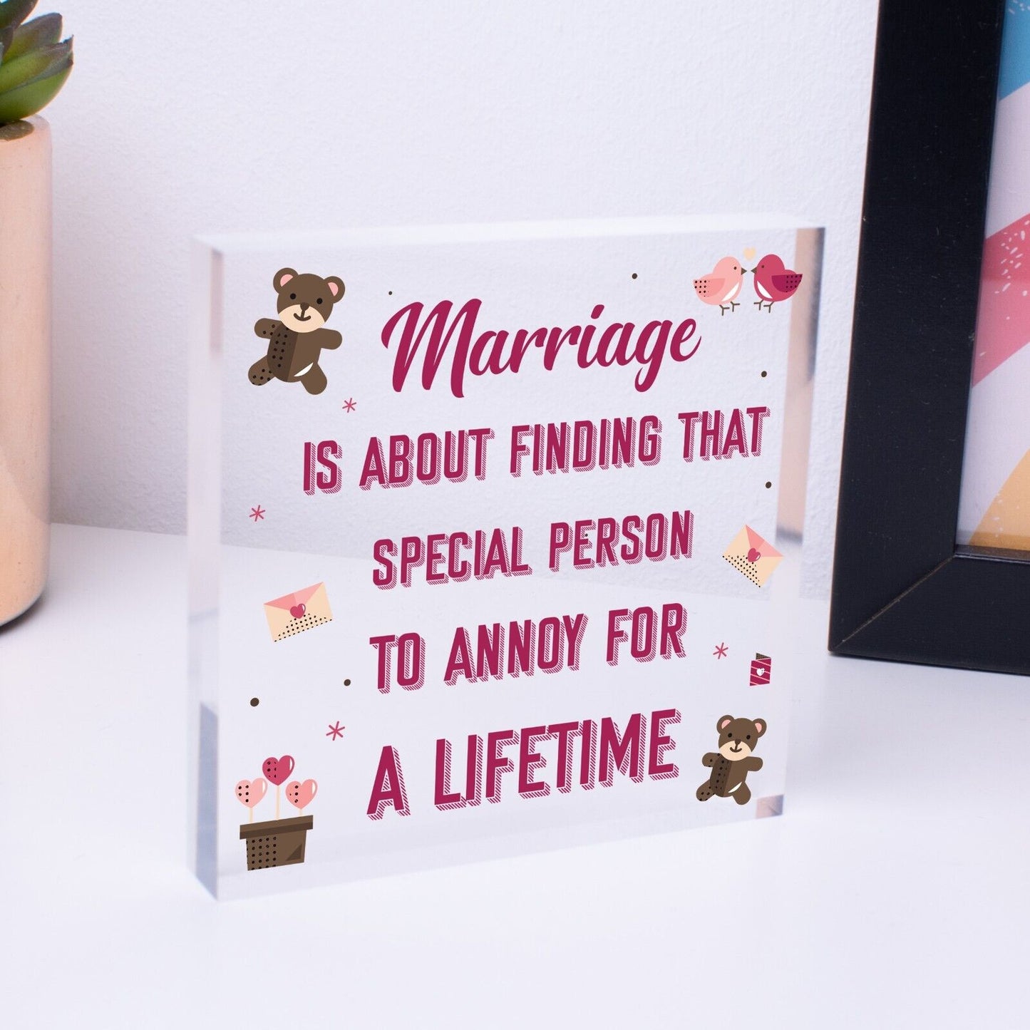 Wedding Marriage Anniversary Gift Wooden Heart Wall Plaque Husband Wife Present