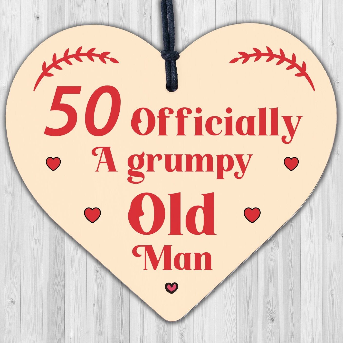 Rude 50th Birthday Funny Wooden Heart Birthday Gift For Dad Uncle Gift For Him