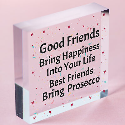 Best Friends Bring Prosecco Wooden Hanging Heart Plaque Novelty Alcohol Sign New