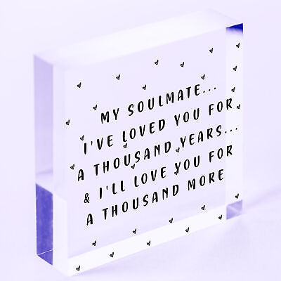 My Soulmate Loved You A Thousand Years Wooden Hanging Heart Valentines Day Gift