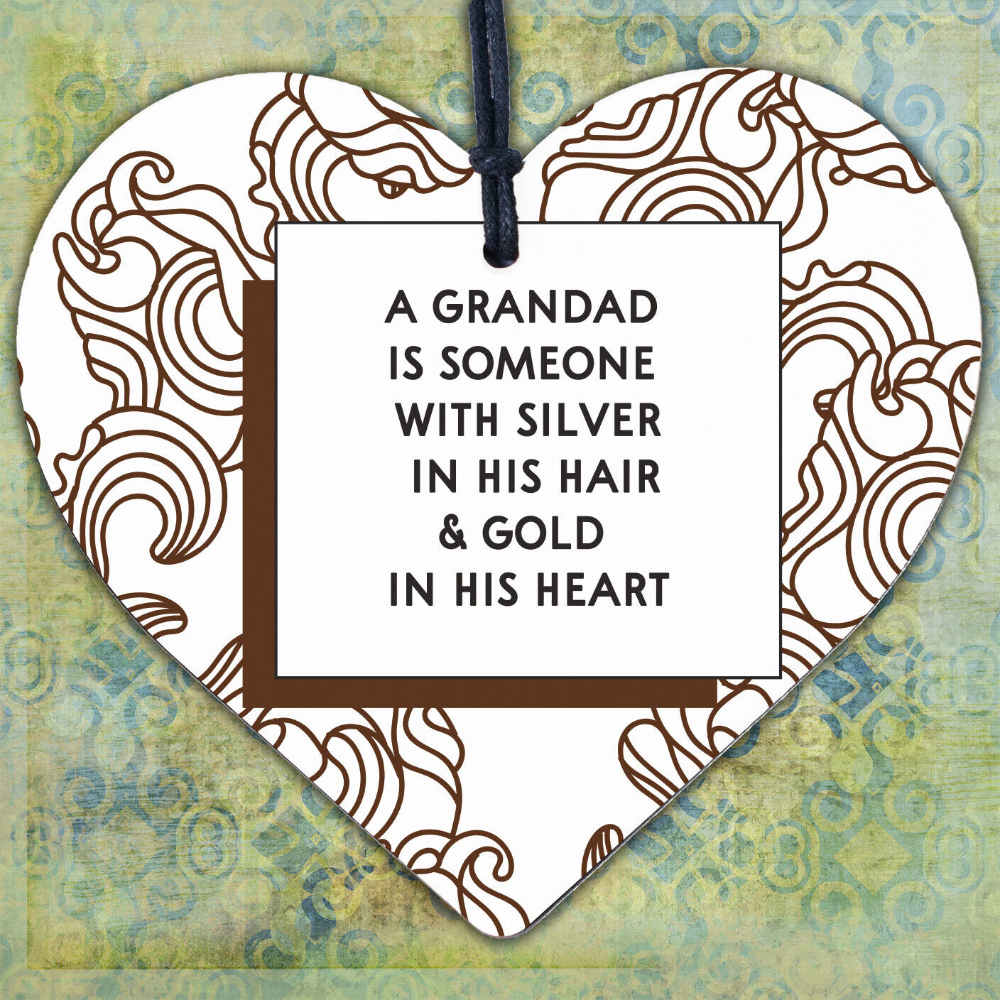 A Grandad Has A Golden Heart Wooden Hanging Plaque Love Shabby Chic Gift Sign