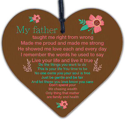 My Father Fathers Day Dad Wood Heart Sign Memorial Plaque For Him Daughter Gift