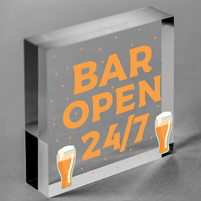 Bar Sign Pub Club Home Bar Open Display Hanging Plaque Kitchen Friendship Gift