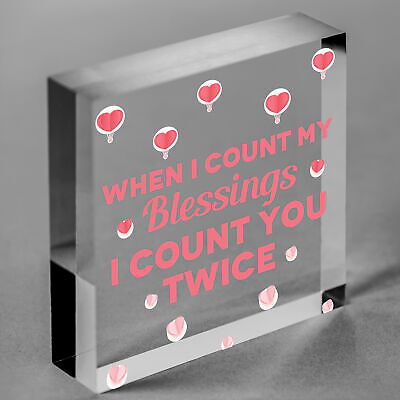 Blessings Count You Twice Wooden Hanging Heart Plaque Friendship Love Gift Sign