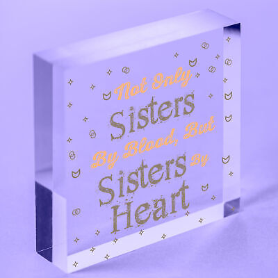 Sisters By Heart Wooden Hanging Heart Shaped Best Sister Plaque Love Gift Sign