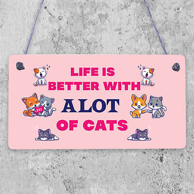 Alot Of Cats Sign Home Funny Crazy Cat Lady Sign Cat Lover Gift Hanging Sign