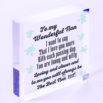 Special Gift For Nan Wooden Heart Nan Birthday Gift Grandparent Plaque Love Sign