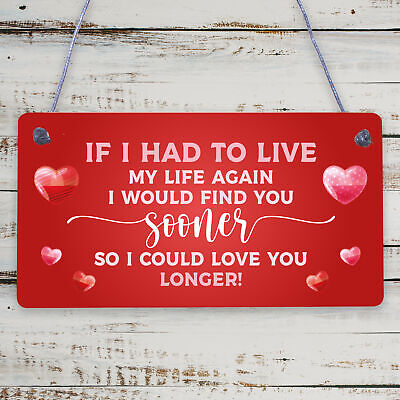 Valentines Day Plaque For Him Her LOVE YOU LONGER Plaque Husband Wife