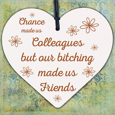 Colleague Friendship Leaving Work Gift Wooden Heart Plaque Friend Thank You Gift