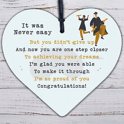 Graduation Gifts Congratulations Wood Heart Plaque Leaving Uni Son Daughter Gift