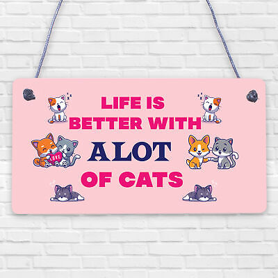 Alot Of Cats Sign Home Funny Crazy Cat Lady Sign Cat Lover Gift Hanging Sign