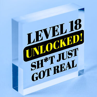 18th Birthday Gift Gamer Level Unlocked Gift For Him Her Men Funny Rude Sign