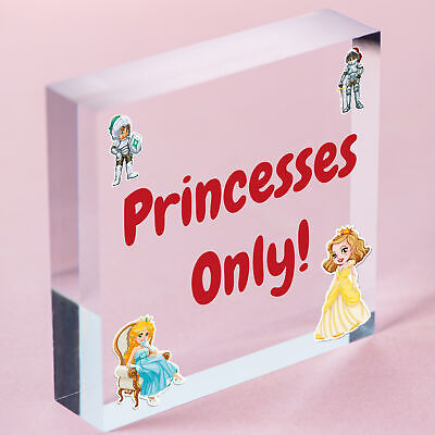 Princesses Only Plaque Door Nursery Bedroom Sign Baby Girl Fairytale Decor Gifts