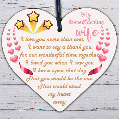 Wedding Anniversary Gift Wooden Heart Husband Wife Gift For Her Women Thank You