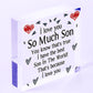 Son Card Birthday Christmas Wooden Heart Son Gifts From Mum Dad Keepsake Gift