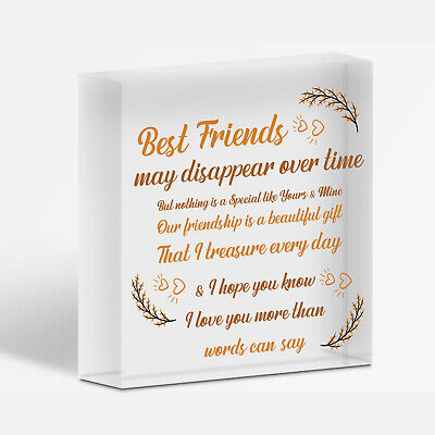 Best Friend Friendship Plaque Wooden Heart Thank You Christmas Birthday Gifts