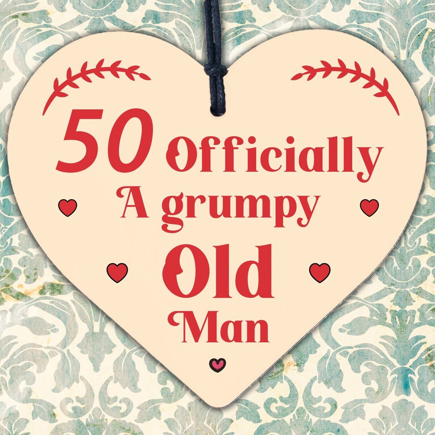 Rude 50th Birthday Funny Wooden Heart Birthday Gift For Dad Uncle Gift For Him