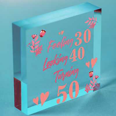 50th Birthday Decorations Accessories Funny Gifts For Friend Family Wooden Heart