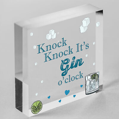 Gin O Clock Wood Heart Plaque Novelty Friendship Alcohol Birthday Gift Bar Decor