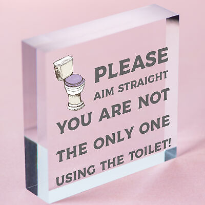 Funny Bathroom Sign Loo Decor Aim Straight Humorous Wall Plaque Home Gift