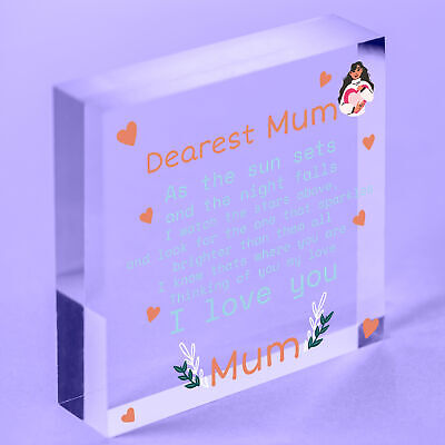 Mum Memorial Bauble Plaque Birthday Christmas Tree Decoration Wooden Heart Gift