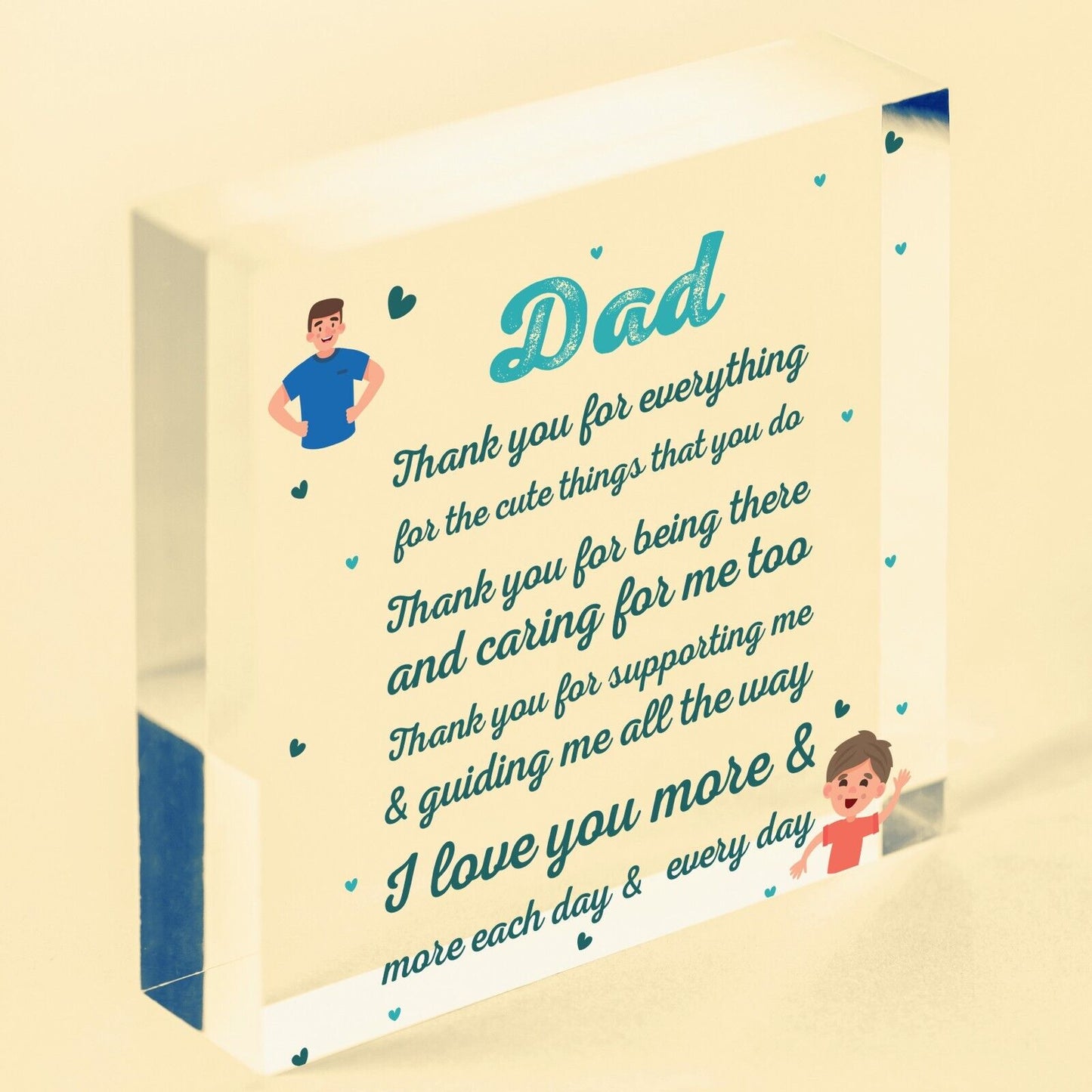 Cute Dad Gift Acrylic Block Birthday Gift For Dad Daughter Son Gifts Keepsakes