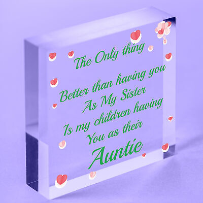 Cute Auntie Heart Plaque Wooden Auntie Birthday Christmas Gifts Sister Plaque